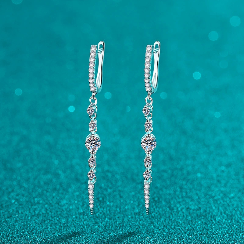 1.118 Carat Moissanite Earrings Tassels Stud Jewelry Earring