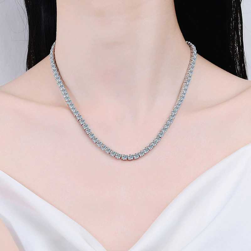 Luxury Ladies Chains VVS Moissanite Necklace 925 Sterling Silver