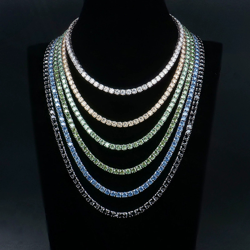 Colorful Moissante Tennis Chain With 925 Sterling Silver