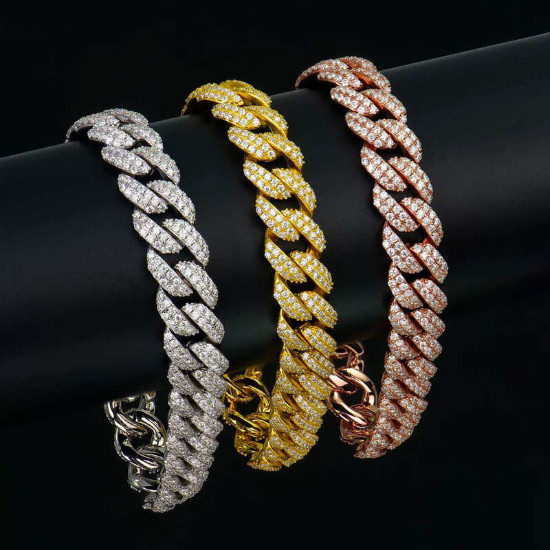 Pass Diamond Tester Hip Hop VVS Moissanite Diamond Cuban Bracelet