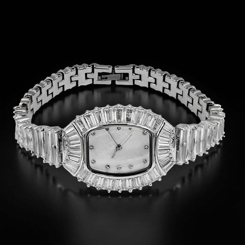 Barrel Shape Luxury Ladies Zircon Diamond Jewellry Watch