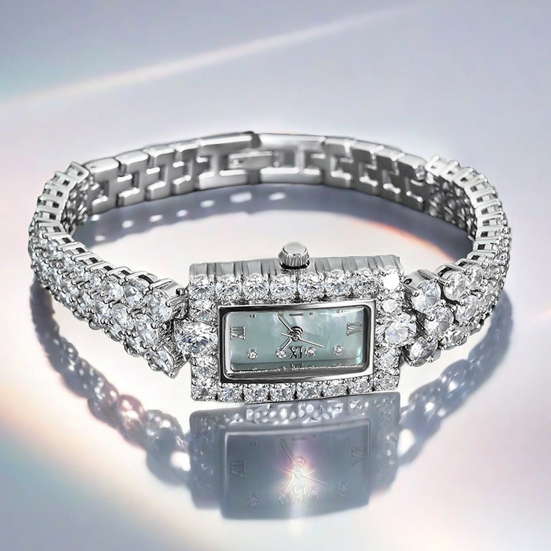 Square Shape Fancy Design Zircon Diamond Watch Custom Logo Luxury Ladies Jewellry Watch
