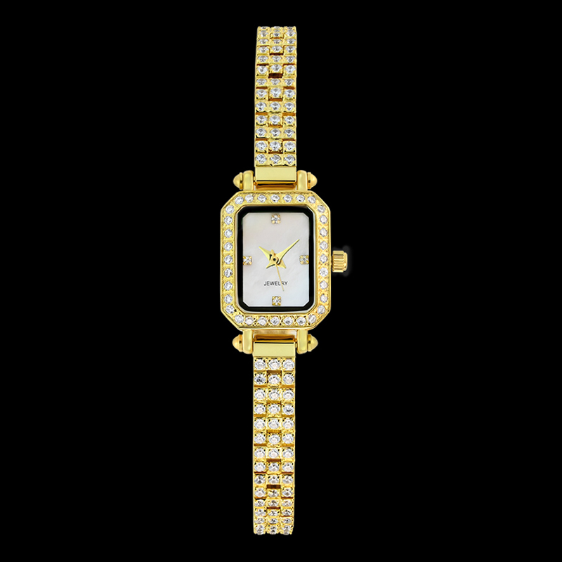 Square Shape Elegant Design Zircon Diamond Watch Private Label Luxury Ladies Gold Jewelry Watch