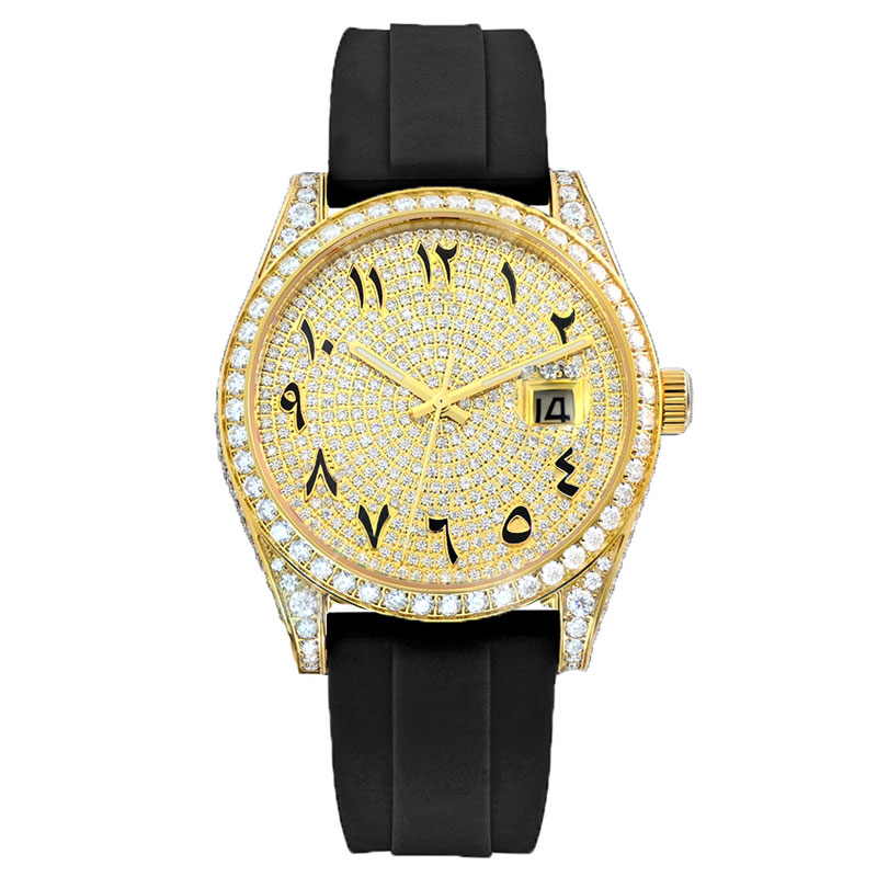 Fashion Rubber Straps Hip Hop Iced Out Diamond Watch Luxury Design VVS Moissanite Automatic Watch