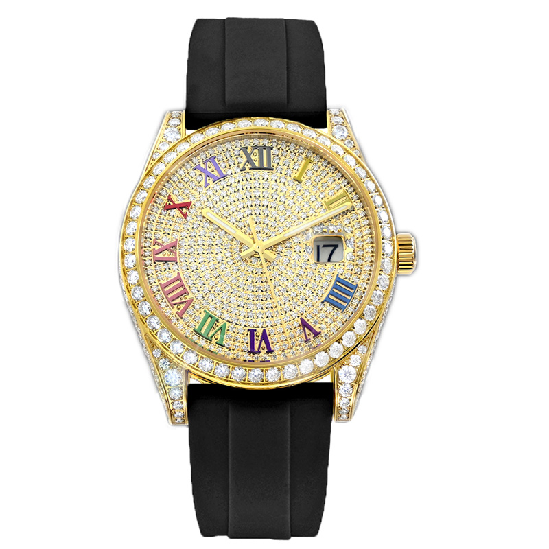 Custom Logo Hip Hop Iced Out Jewelry Watch Luxury Design VVS Moissanite Automatic Watch Pass Diamond Tester