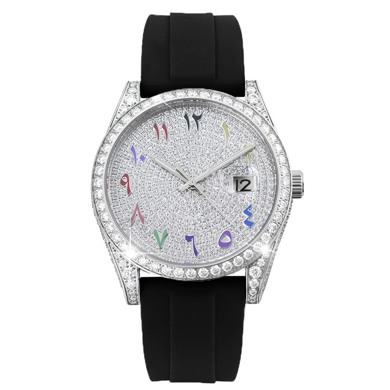 Luxury Hip Hop Iced Out D VVS Moissanite Watches Arabic Numbers Fancy Design Automatic Mechanical Watch